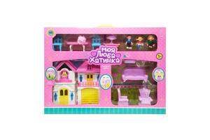 Игровой набор Кукольный домик Bambi WD-926-A-B мебель и 3 фигурки Фиолетовый