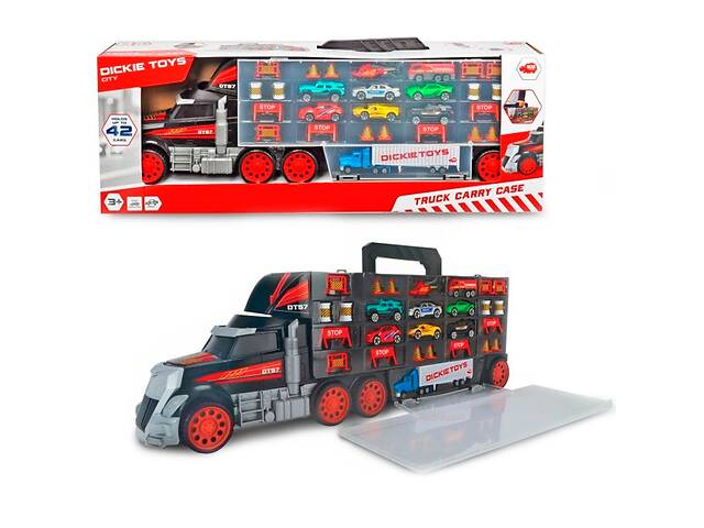 Игрушечный набор Dickie Toys Грузоперевозчик 62 см с 7 машинками и ручкой OL86873