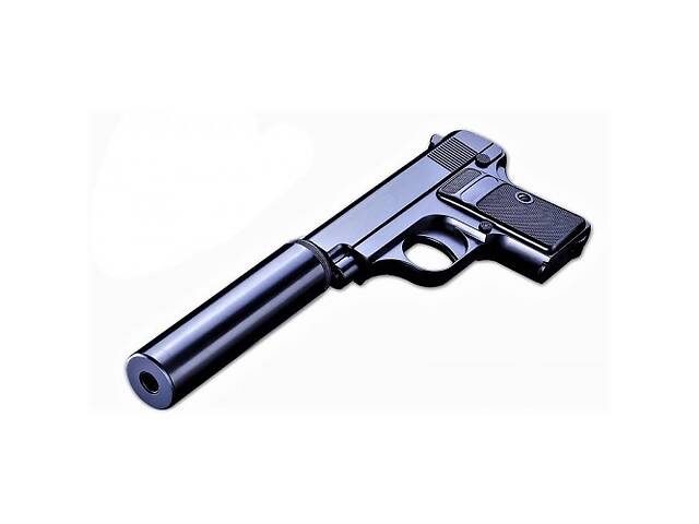 Игрушечный пистолет на пульках 'Кольта 25 Мини' Galaxy G9A с глушителем металл черный