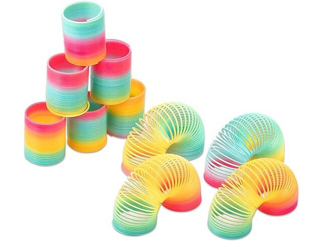Игрушка для малышей Пружинка радуга Антистресс - Волшебная спираль 'Слинки' разноцветная набор 24 штуки