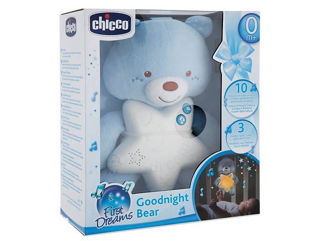 Игрушка-подвеска ночник Медвежонок синий Chicco IR45011