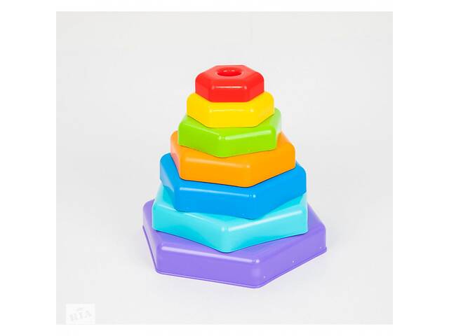 Іграшка розвиваюча 'Пірамідка-веселка' 39363, 6 деталей + платформа