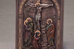 Икона настенная Veronese Распятие Иисуса 23х15х1,3 см 76555 полистоун покрытый бронзой Купи уже сегодня!