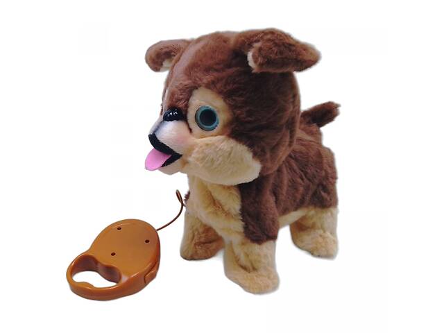 Интерактивна собачка на поводке коричневая MIC (K14703)