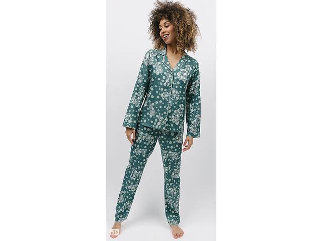 Женская пижама Cyberjammies Hannah 9755-9756 14/L Зеленый с принтом леопарда (5051877458031)