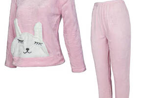 Женская пижама теплая флисовая домашний костюм Lesko Bunny L Pink (10443-55362)