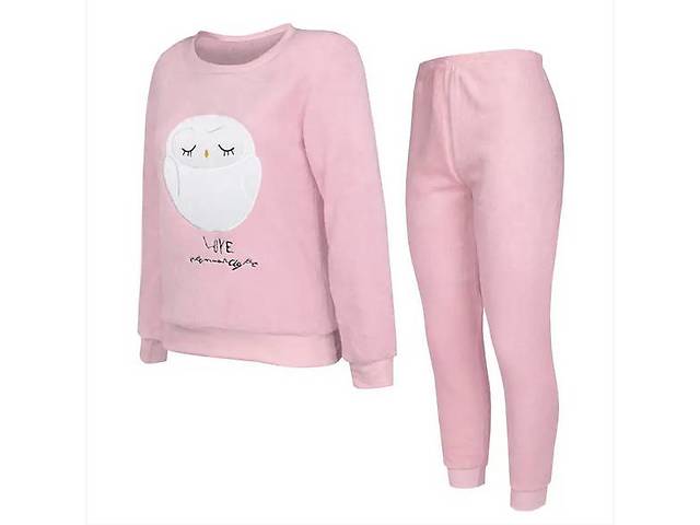 Женская тёплая пижама Lesko Owl Pink М