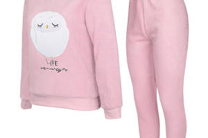 Женская тёплая пижама Lesko Owl XL Розовый (10448-50331)