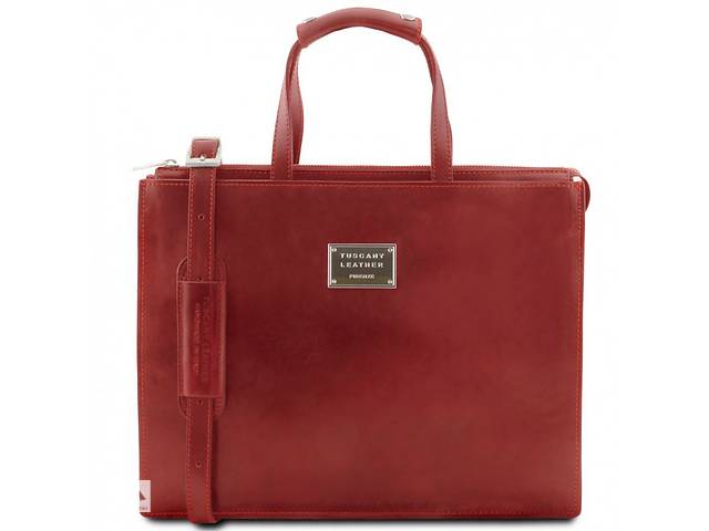 Женский портфель на 3 отделения из кожи Tuscany Leather TL141343 PALERMO Красный