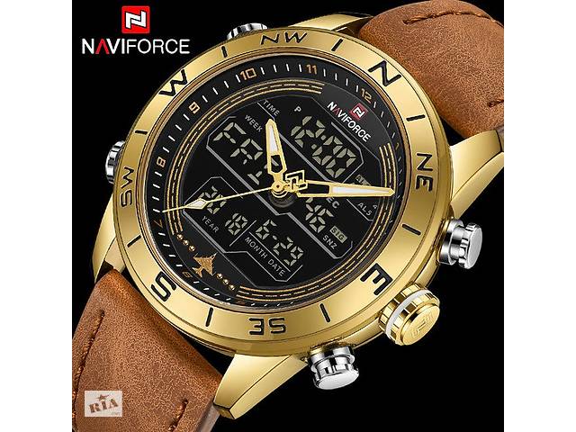 Мужские наручные часы NAVIFORCE Gold Lux Водонепроницаемые WR 30М