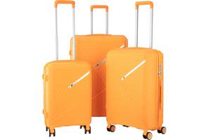 2E Набір пластикових валіз, SIGMA,(L+M+S), 4 колеса, помаранчевий