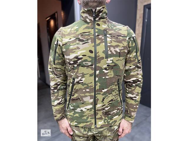 Армейская Кофта флисовая Special, теплая, размер M, Мультикам, шевроны и карманы на рукавах