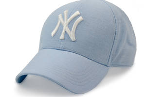 Бейсболка Vilss NY лен голубой вышивка белая р.57-59