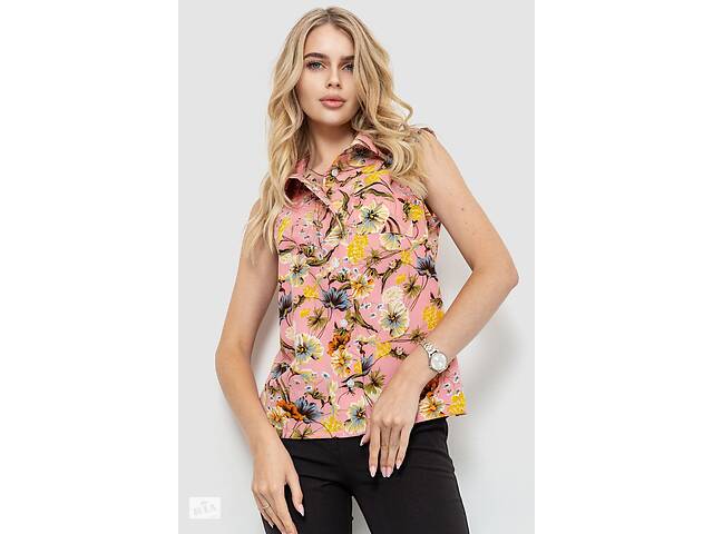 Блуза без рукавов с цветочным принтом пудровый 102R068-5 Ager XS-S