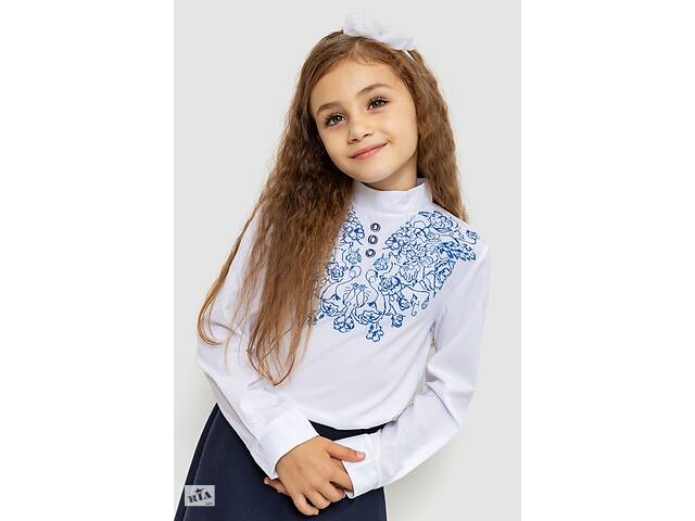Блуза для девочек нарядная Бело-синий 172R025 Ager (103008_792643) 134