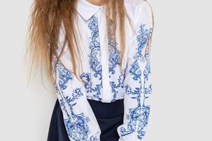 Блуза для девочек нарядная бело-синий 172R026-1 Ager 134