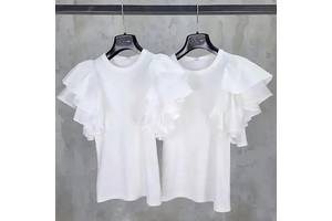 Блузка с рукавами -крылышками Белый и Черный