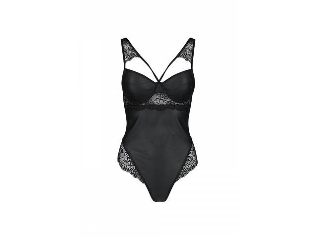 Боді з еко-шкіри та мережива Passion Loona Body black S/M