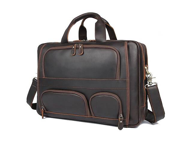Большая кожаная сумка для ноутбука 15' 17' 19' John McDee 7289R коричневый