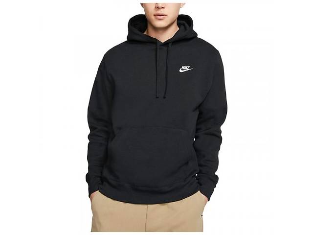 Бомбер мужской Nike M Nsw Club Hoodie Po Bb (BV2654-010) L Черный