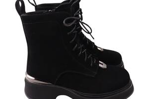 Ботинки женские Oeego черные натуральная замша 195-24ZHC 38