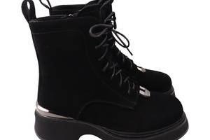 Ботинки женские Oeego черные натуральная замша 195-24ZHC 39
