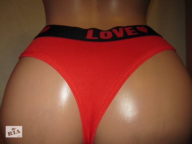 Бикини женские UOKIN хлопок красные на широкой резинке, стразовый узор, р-р XL