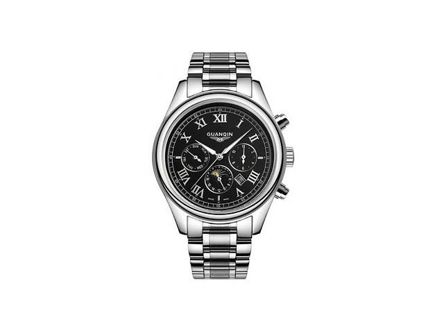 Часы GUANQIN GQ12001 CS Silver-Black-Silver (GQ12001SBS)