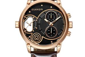 Часы Guanqin GS19087 CL Gold-Black-Brown (GS19087GBBr)