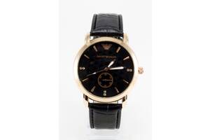 Часы мужские наручные Giorgio Armani Золотистые с черным ремешком Реплика (IBW080YB)