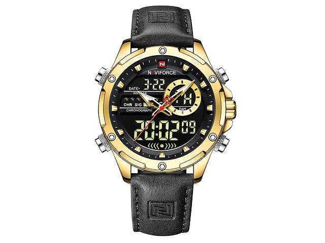 Часы мужские наручные Naviforce Pride NF9208 Gold-Black-Black NF9208 G/B/B (15228-hbr)