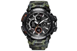 Часы наручные мужские Smael 1708 Camo Green (15171-hbr)