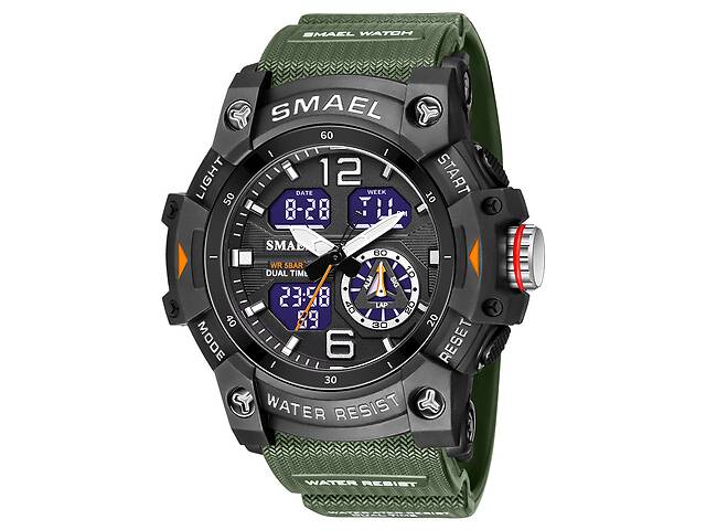 Часы наручные мужские Smael 8007 Army Green (15168-hbr)