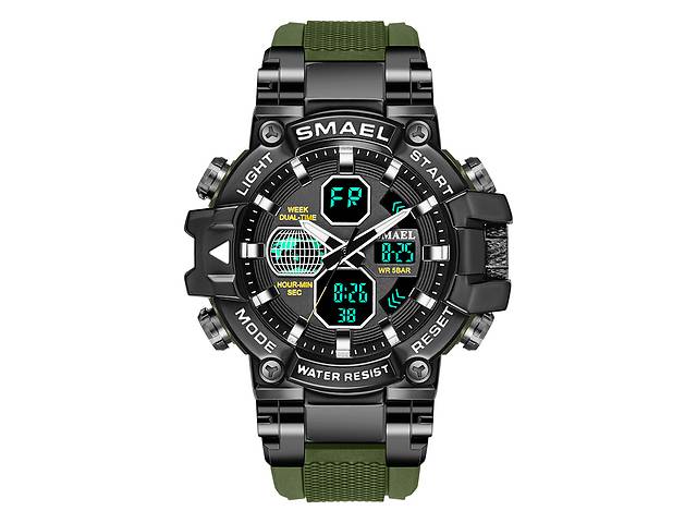 Часы наручные мужские Smael 8027 Army Green (15182-hbr)