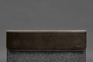 Чехол-конверт с клапаном кожа+фетр для MacBook 13 Темно-коричневый Crazy Horse BlankNote