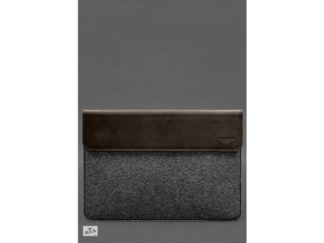 Чехол-конверт с клапаном кожа+фетр для MacBook 16 Темно-коричневый  Crazy Horse BlankNote