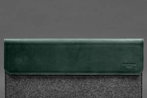 Чехол-конверт с клапаном кожа+фетр для MacBook 16 Зеленый Crazy Horse BlankNote