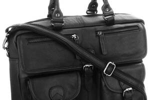 Мужская кожаная сумка-портфель для ноутбука до 14 дюймов Always Wild Черный (LAP146NDM)