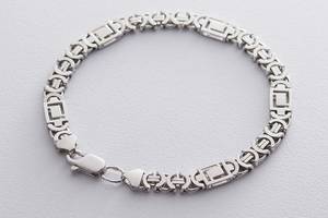 Мужской серебряный браслет (Евро Версаче 1.0 см) ро217012 Оникс 19
