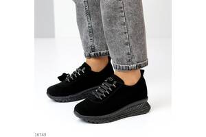 Черные замшевые кроссовки Sync, черные кроссовки, черные кожаные кроссовки Sync, красовки 36-41 код 16749