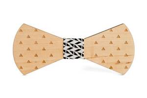 Деревянная галстук бабочка Gofin С гравировкой треугольников Gbd-388