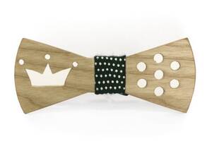 Деревянная галстук бабочка Gofin С вырезом корона Gbd-357