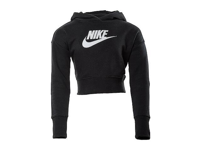 Детское Худи Nike G NSW CLUB FT CROP HOODIE HBR Черный 146-156 (7dDC7210-010 146-156)