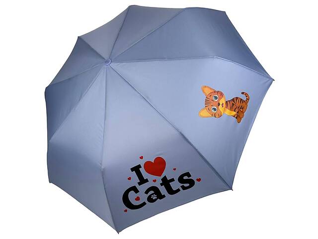 Детский складной зонт для девочек и мальчиков на 8 спиц 'ICats' с кошками от фирмы Toprain голубой 02089-3