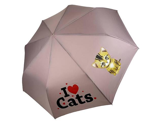 Детский складной зонт для девочек и мальчиков на 8 спиц 'ICats' с котиком от Toprain пудровый 02089-6
