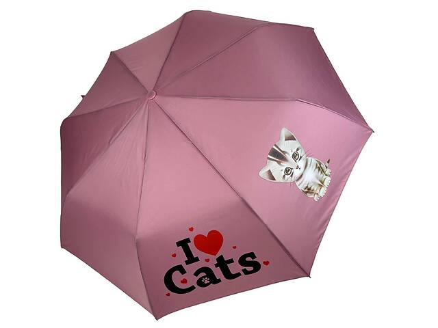 Детский складной зонт для девочек и мальчиков на 8 спиц 'ICats' с котиком от Toprain нежно-розовый 02089-8