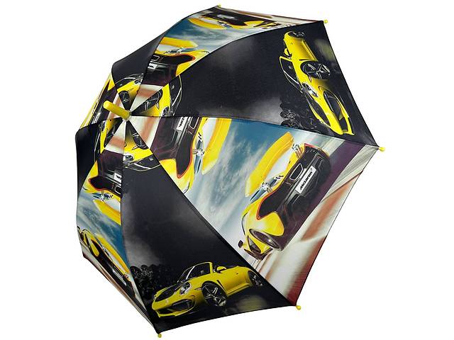 Детский зонт-трость 'Гонки' для мальчиков от S&L желтая ручка 018103-4