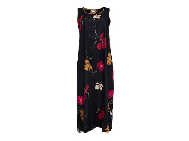 Длинная ночная рубашка Nora Rose Marcella 1705 16/XL Черный с цветочным принтом (5051877418394)
