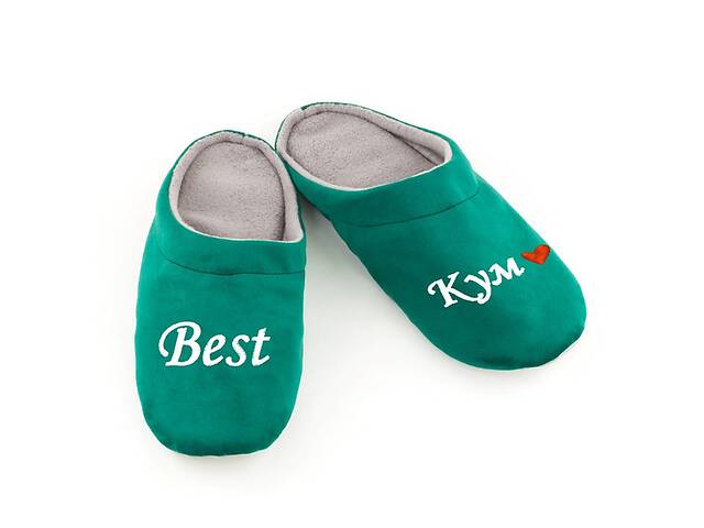 Домашние тапочки с вышивкой KotiCo Лучший Кум 42-43 Зеленые (TFflip_007_bagira_2_42_43)