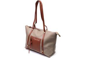 Двухцветная женская сумка из натуральной кожи Vintage 22304 Бежевая